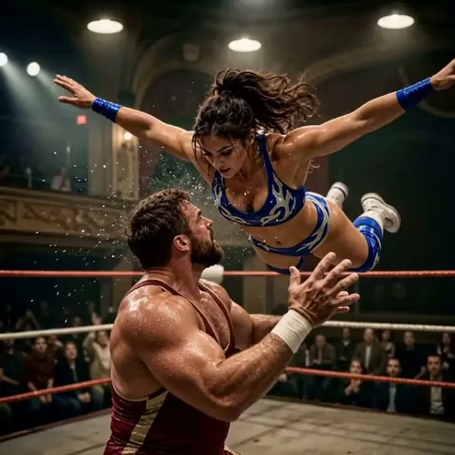 Camera circling around a person frozen mid-motion in a cinematic bullet time shot