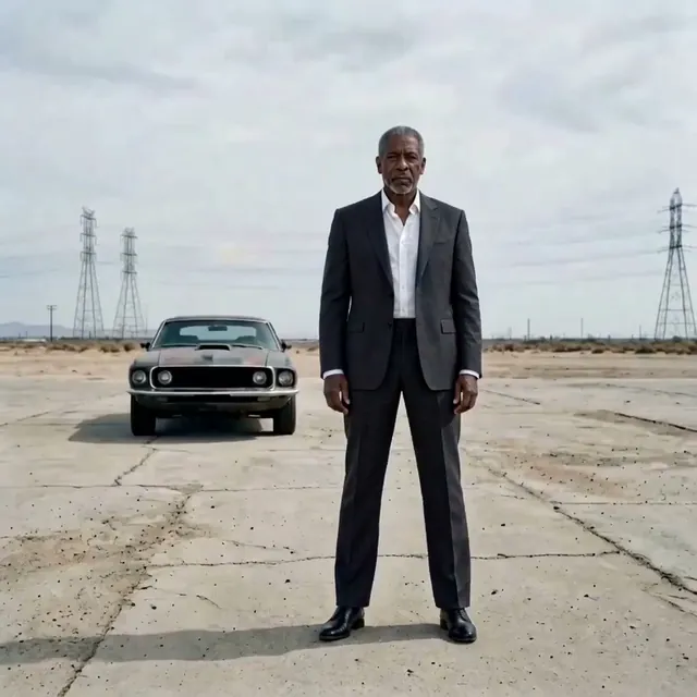 Person standing still while a car crashes into them in slow motion