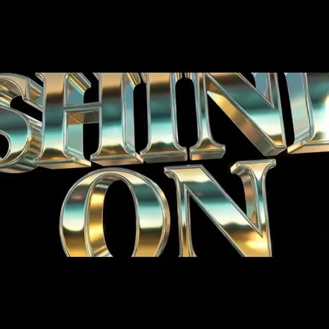 Sparkling retro chrome title text shining with animated glints