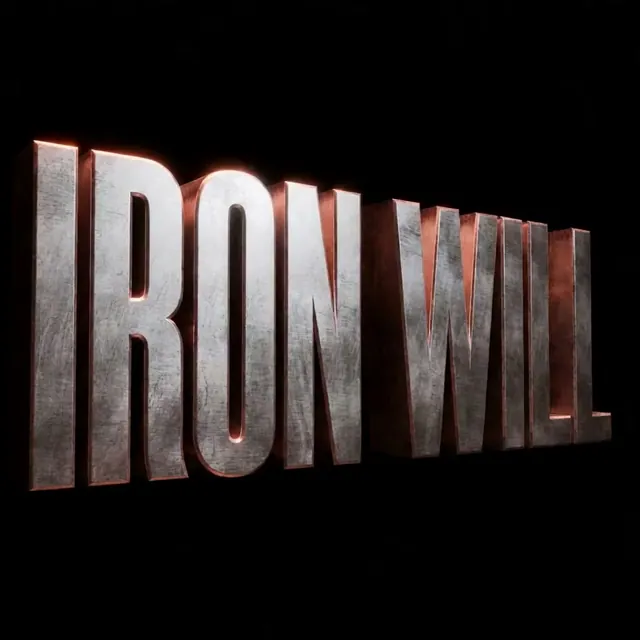 Bold 3D metal letters spelling out a word with reflective highlights